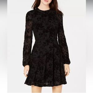 NWT Black Velvet Burnout Fit & Flare Dress Womens Juniors L Y2K Whimsy Goth